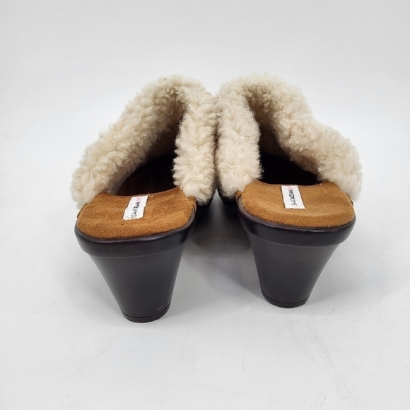 Vintage Heel Clogs Floral Embroidered Suede Sherpa Tan Isaac Mizrahi Live 9.5 - Picture 7 of 9